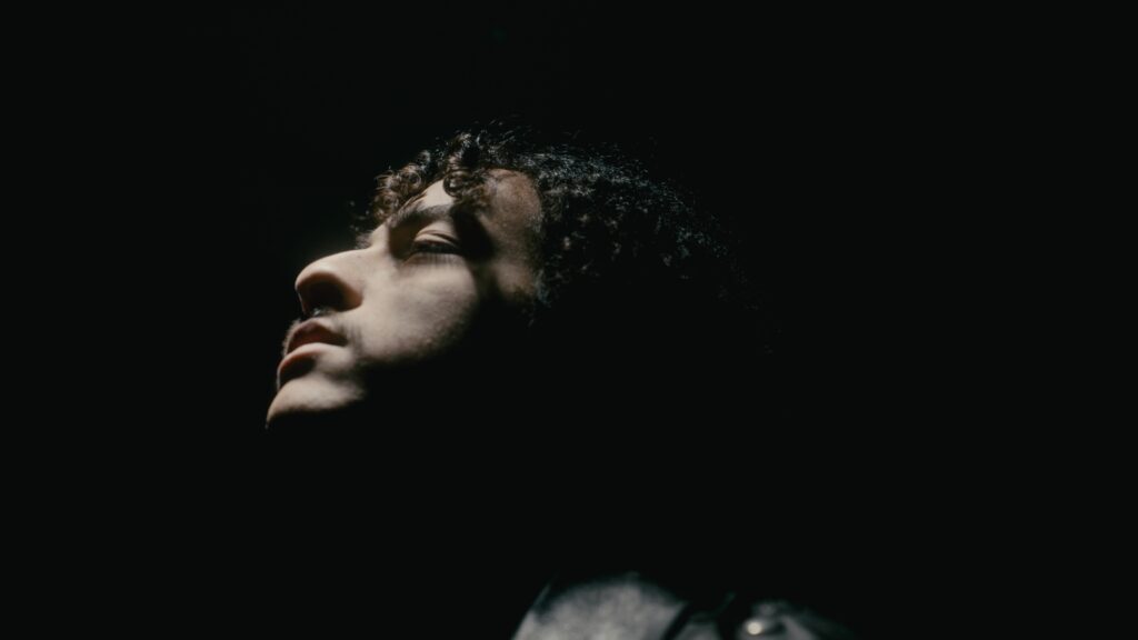 Sad man in the dark